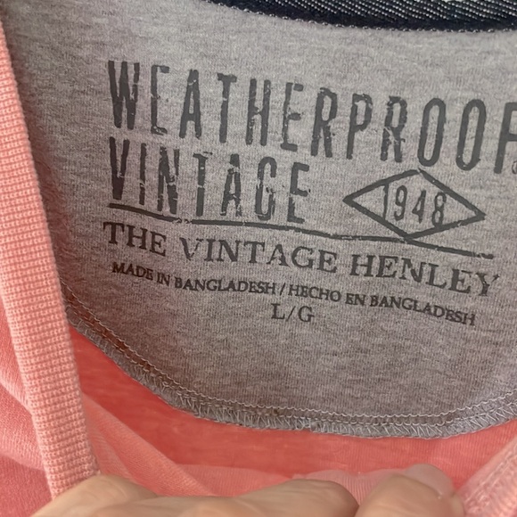 Men’s Weatherproof Vintage 1948 (The Vintage Henley) Size Lg Pale Orange - Picture 2 of 6